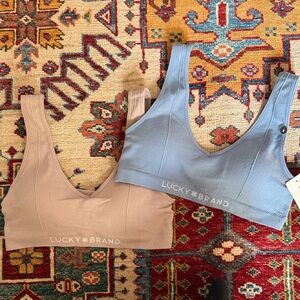 Lucky Brand Bralette Duo in Beige and Light Blue